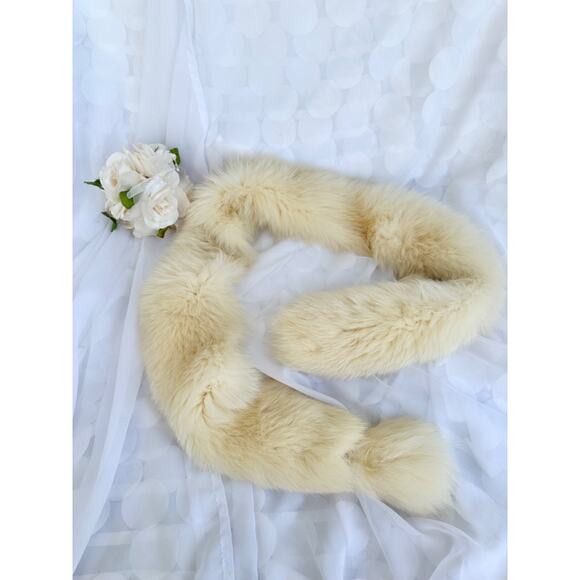 Vintage Genuine White Fox FUR Boa scarf stole 60" Luxury hand made 60's one tail - Picture 1 of 7